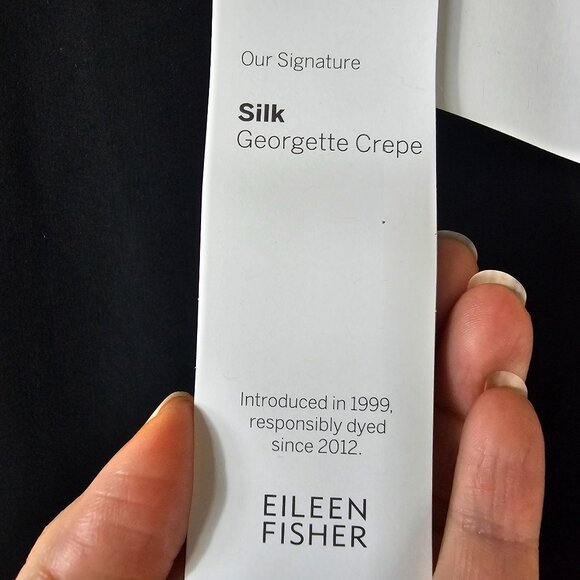 NWT Eileen Fisher System Black Silk Crepe Long Tunic Shell Top $218 XS Old Money - Picture 7 of 10